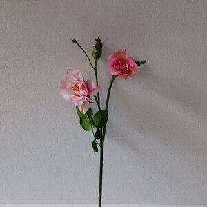 Artificial Faux Silk Flowers Rose Heads Buds and Green Leaves